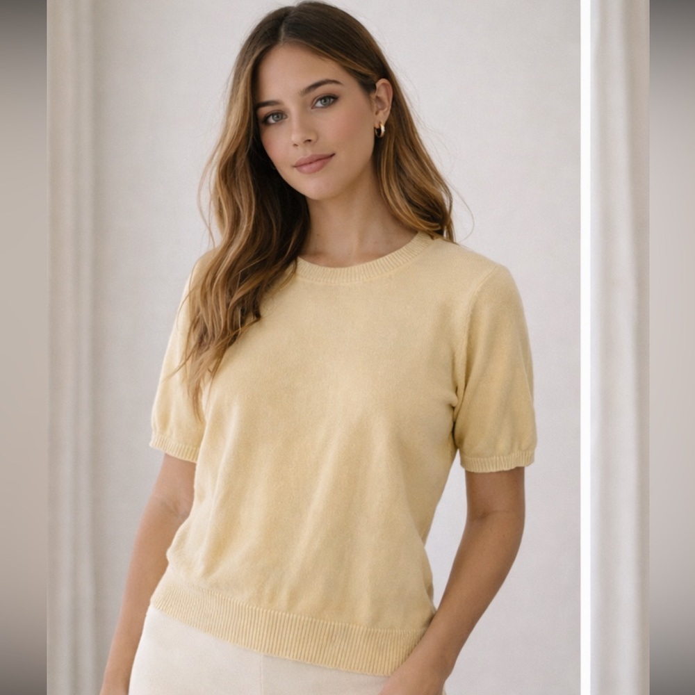 Drapers & Damons Petite Silk Cotton Short Sleeve Knit Sweater PL